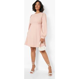 👉 Plus Skater Jurk Met Shirtmouwen, Pale Pink