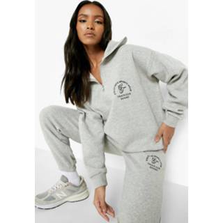 👉 Trainingspak grijs s grey marl Petite Gestreept Hoodie Met Borstopdruk,