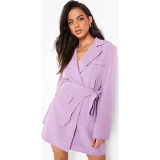 👉 Blazer lilac Wikkel Dress Met Riem Detail,