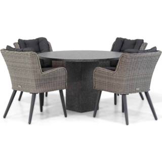 👉 Tuinset wicker dining sets grijs-antraciet Half Round Grey Garden Collections Boston/Graniet 120 cm rond 5-delig 7423600757762