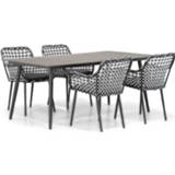 Tuinset wicker zwart-wit dining sets Mixed Black-White Domani Emory/Matale 180 cm 5-delig 7434221196151