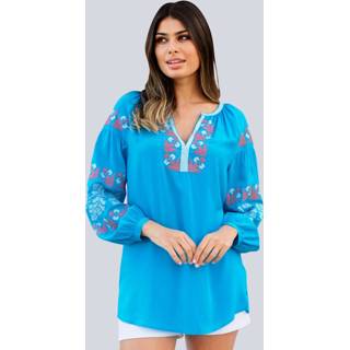 👉 Tuniek met mooie borduursels Alba Moda Turquoise/Apricot