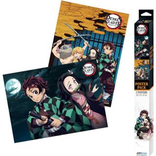 👉 Poster meerkleurig unisex Hoofdmateriaa Papier Demon Slayer - Group und Duo 2er Set Chibi Design 3665361062790