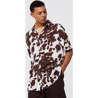 Tall Viscose Koeienprint Overhemd, Brown