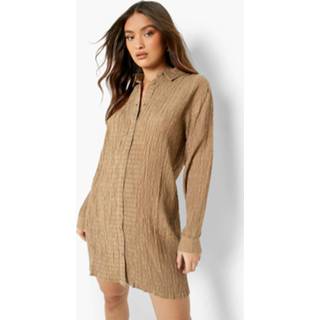 👉 Gekreukelde Blouse Jurk, Cappucino