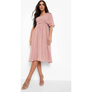 👉 Asymmetrische Chiffon Skater Jurk, Dusky Pink
