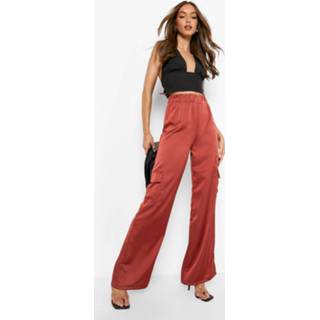 Cargobroek rust Satijnen Wide Leg Cargo Broek,