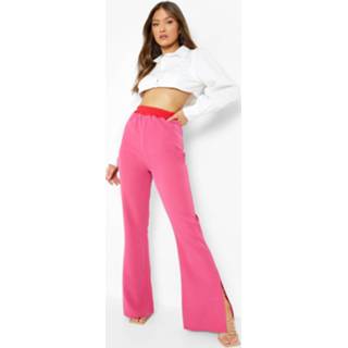 👉 Joggingbroek roze Luxe Met Split En Contrasterende Taille Band, Pink