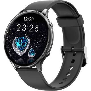 👉 Smartwatch zwart active QS06 1,28 inch kleurenscherm smartwatch, IP67 waterdicht, ondersteunt lichaamstemperatuurbewaking/hartslagbewaking/bloeddrukbewaking/bloedzuurstofbewaking/slaapbewaking/menstruatiecyclus intelligent voorspellen (zwart)