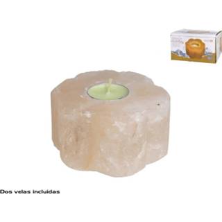 👉 Zoutsteen One Size Color-Wit Himalaya Theelichthouder Ruw - Himalayazout c.a. 1kg 11.5x6cm ­- Ontspanning – Rust Positiviteit Meditatielamp Inclusief 2 theelichtjes 8720359709462