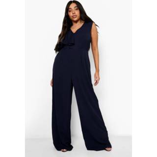 👉 Jumpsuit marine Plus Asymmetrische Wide Leg Jumpsuit, Navy