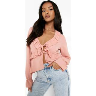 Blous blush Petite Blouse Met Ruches En Strik,