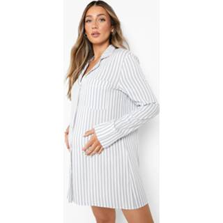 Zwangerschap Katoenen Gestreepte Pyjama Blouse, Blue