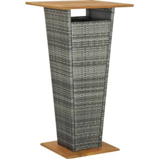 👉 Bartafel acaciahout One Size grijs 60x60x110 cm poly rattan en massief 8720286146675