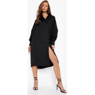 👉 Oversized Midi Blouse Jurk Met Ballonmouwen, Black