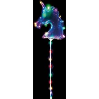 👉 Stokje transparant kunststof One Size Color-Transparant Tib led-ballon op stok eenhoorn 50 cm 4-delig 4002727162432