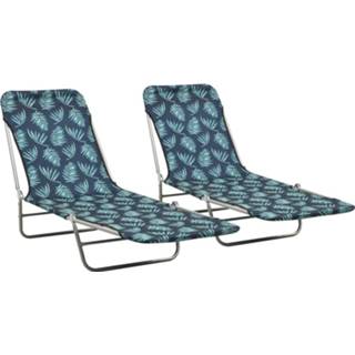 👉 Staal stof GeenKleur One Size Ligbedden inklapbaar 2 st en bladpatroon 8720286072967