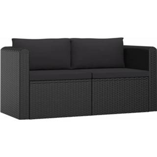 👉 Zwart One Size GeenKleur 2-delige Loungeset met kussens poly rattan 8719883743806