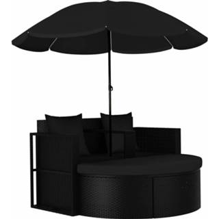 👉 Parasol GeenKleur One Size zwart Tuinbed met poly rattan 8719883796659