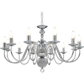 👉 Kroon luchter zilver zilverkleurig Kroonluchter 12xE14 8719883573458