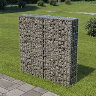 👉 Schans korf gegalvaniseerd staal GeenKleur One Size Schanskorf muur met deksels 100x20x100 cm 8718475698432