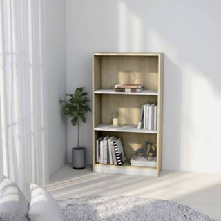 👉 Boeken kast eiken One Size wit Boekenkast 3 schappen 60x24x108 cm spaanplaat sonoma 8719883787732