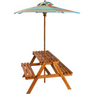 👉 Kinderpicknicktafel acaciahout One Size bruin kinderen met parasol 79x90x60 cm massief 8718475613664