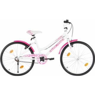 👉 Kinder fiets One Size GeenKleur kinderen wit roze Kinderfiets 24 inch en 8719883807706