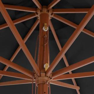 👉 Tuinparasol antraciet houten grijs met paal 350 cm 8718475697688