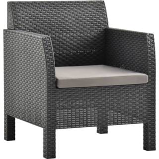 👉 Terras stoel PP One Size antraciet Tuinstoel met kussen 8720286231166