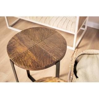 👉 Bijzettafel hout mangohout goud Liviza Corta 8720211712548