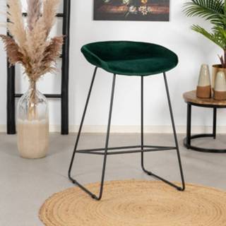 👉 Barkruk One Size Color-Groen groen Velvet Oslo 66 cm 8720574925845