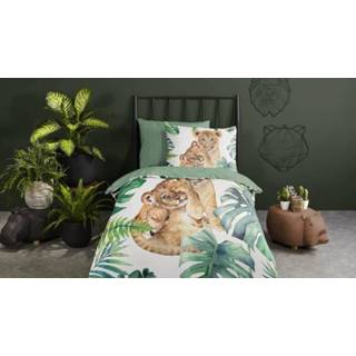 👉 Kinderdekbedovertrek donkergroen katoen groen kinderen Kinder Dekbedovertrek Good Morning Jungle - green 140x200/220cm 8717285189796