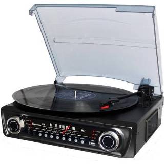 👉 Platenspeler zwarte One Size Color-Zwart retro met bluetooth en FM Radio van Roadstar 7621800032812