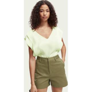 👉 Wovens groen vrouwen XS Scotch & Soda Geplooide top 8719029784441