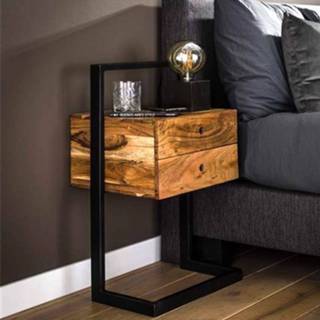 👉 Nachtkastje acaciahout One Size no color Industrieel Sophie 2 lades 8720168888891