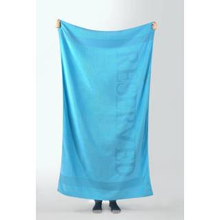 👉 Strandlaken katoen XL Color-Blauw 'RESERVED' aqua - 100x180 cm 8714305078658