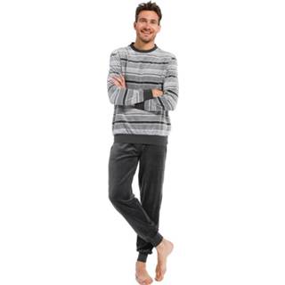 Herenpyjama velours s grijs mannen Velours, lounge-stijl 'modern streep' 8719833277993