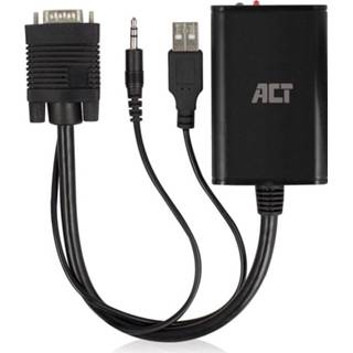 👉 HDMI adapter Color-Zwart ACT VGA naar 1x - Audio 3.5mm Jack 8716065488180