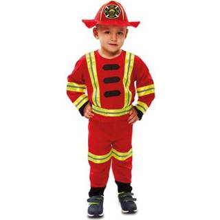 👉 Verkleedpak rood polyester Color-Rood jongens Witbaard brandweer 3-delig maat 80/92 8423667124728