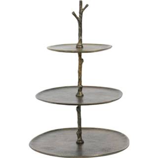 👉 Etagere metaal One Size Color-Goud Tresa - Antiek Brons 3 Laags 31x35x45cm 8717807306175