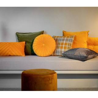👉 Sierkussen geel katoen One Size Color-Geel Dutch Decor KAJA - rond velvet Golden Glow 40 cm 8714165618889