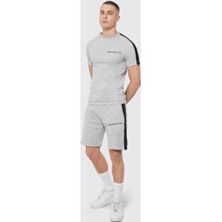 👉 Limited Muscle Fit Set Met Shorts En Zijpanelen, Grey Marl