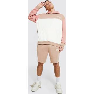 👉 Oversized Colour Block Ofcl Trainingspak Met Shorts, Taupe