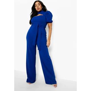 👉 Jumpsuit cobalt Plus Met Choker Uitsnijding En Pofmouwen,