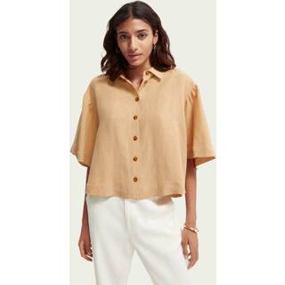 👉 XS vrouwen shirts ss beige Scotch & Soda Top met korte mouwen 8719029790442