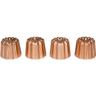 👉 Staal One Size Color-Bruin Patisse canelé-vormen 4,5 cm koper 4-delig 8712187040107