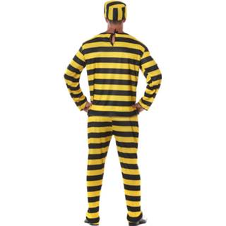 👉 Verkleedpak zwart geel polyester l Color-Zwart mannen Fiestas Guirca Gevangene heren zwart/geel maat 8434077804209