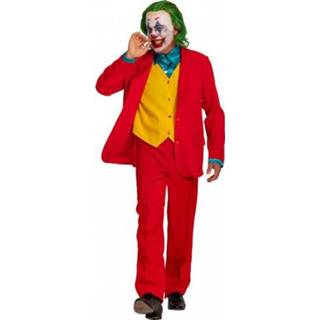 👉 Verkleedpak rood geel polyester Color-Rood mannen Carnival Toys clown heren rood/geel 4-delig mt M/L 8004761809508