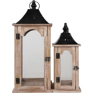 👉 Lantaarn GeenKleur Clayre & Eef (2) 24*24*58 / 17*17*43 cm 50614 8717459811409